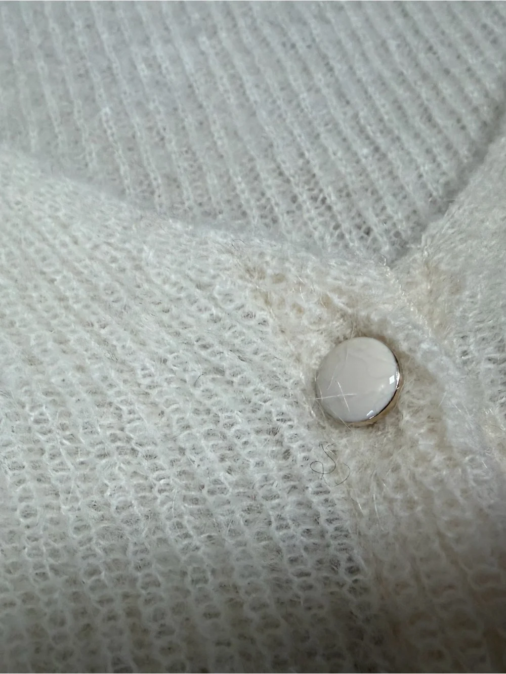 SEZANE Barry Ivory Ecru Mohair Alpaca Blend Cardigan Sweater V Neck Size XS - Picture 11 of 13